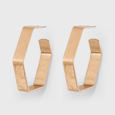 Hexagon Hoop Earrings - Universal Thread™ Gold | Target