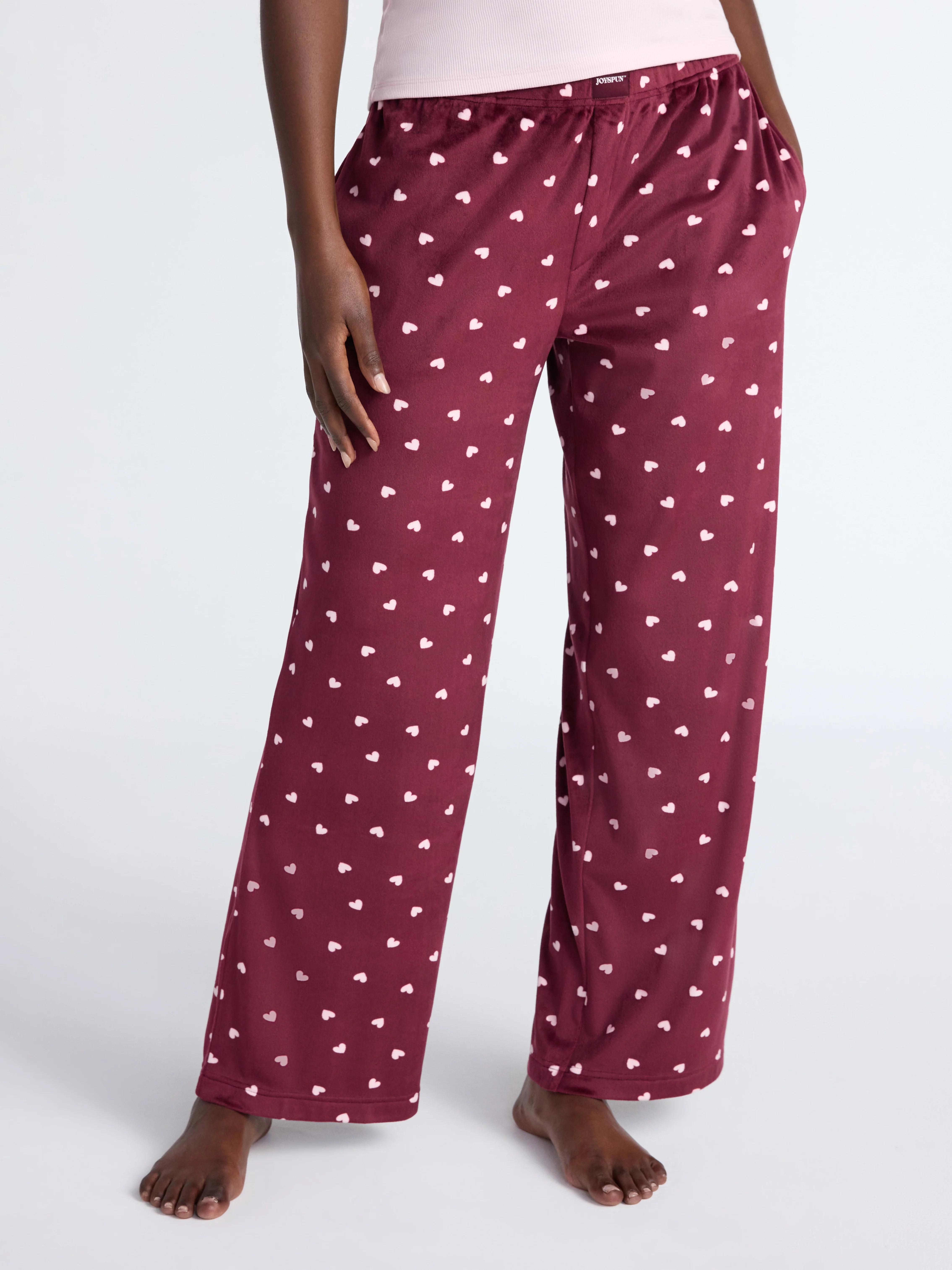 Joyspun Women's Velour Wide-Leg Sleep Pants, Size XS-3X | Walmart (US)