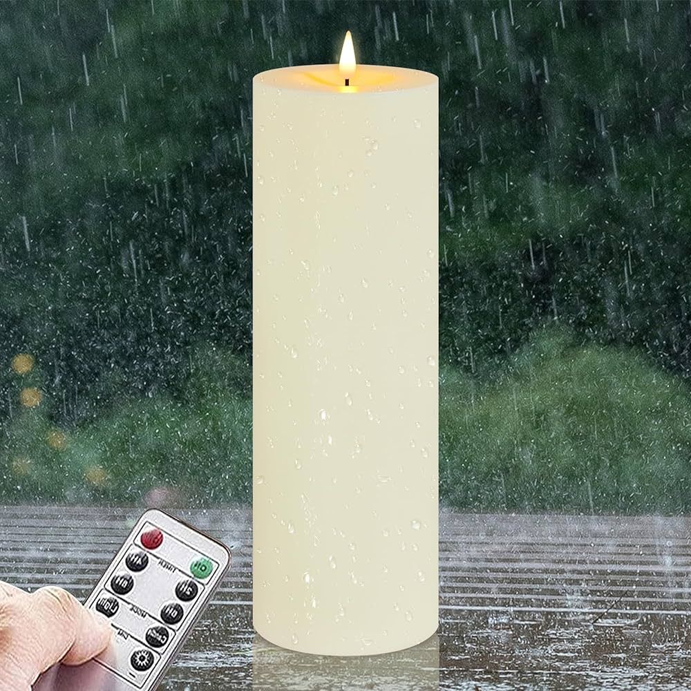 Zevanor 4" x 12" Flameless LED Waterproof Remote Pillar Candles, Timer Battery Operated Flickerin... | Amazon (US)