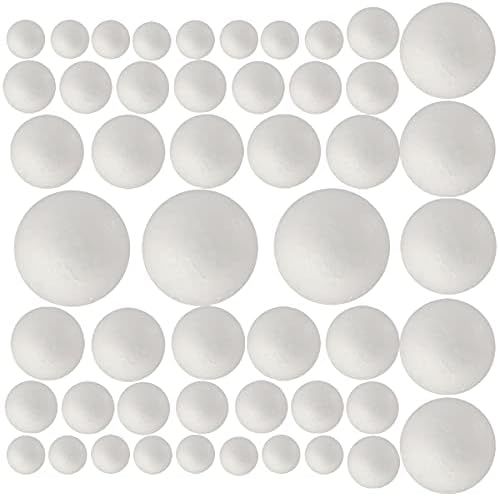 50 Pack Craft Foam Balls, 5 Sizes(1-2.4 Inches),White Polystyrene Smooth Round Balls, Foam Balls ... | Amazon (US)