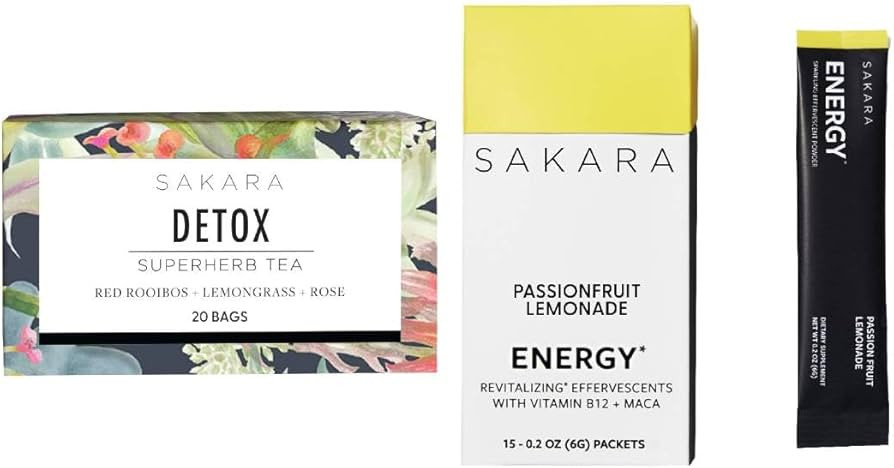 Sakara Detox Tea, 20 Bags & Energy Effervescents, 15 Packets - Herbal Tea for Digestive Health & ... | Amazon (US)