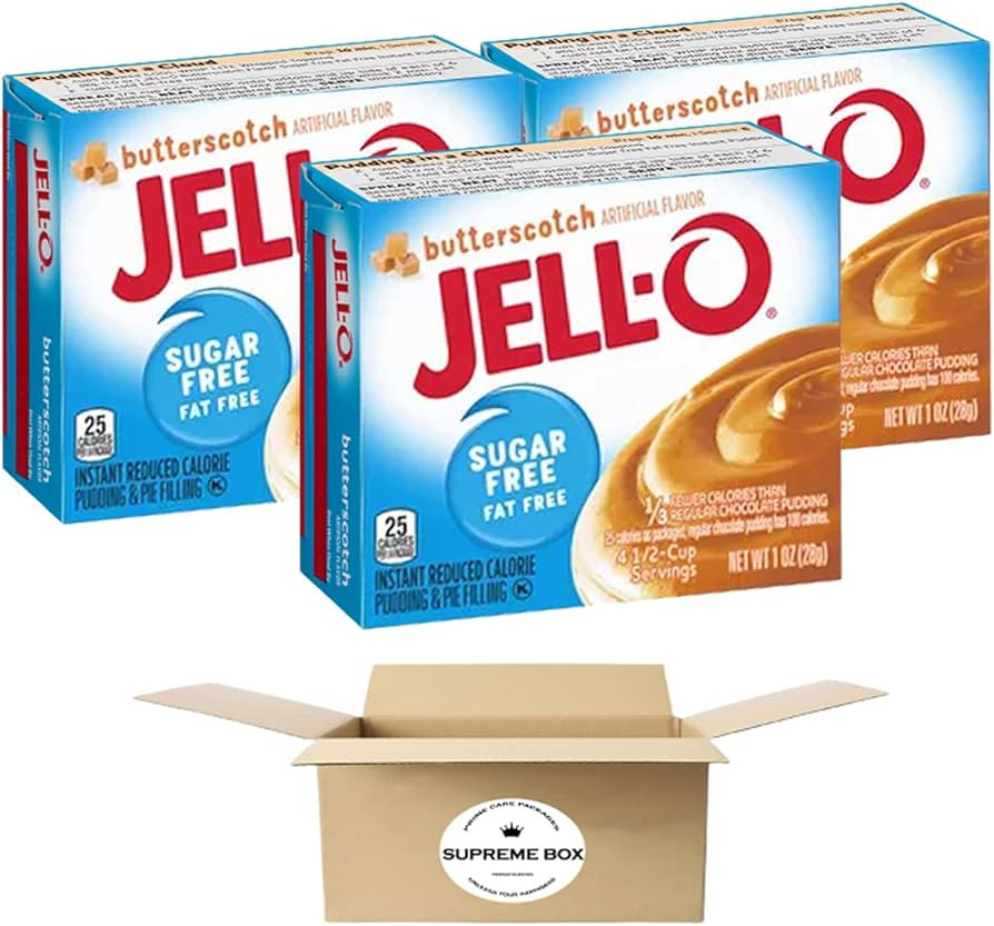 Jell-O Sugar Free Butterscotch Instant Pudding Mix, 1 oz Box - Pack of 3 (3 OZ IN TOTAL) | Amazon (US)