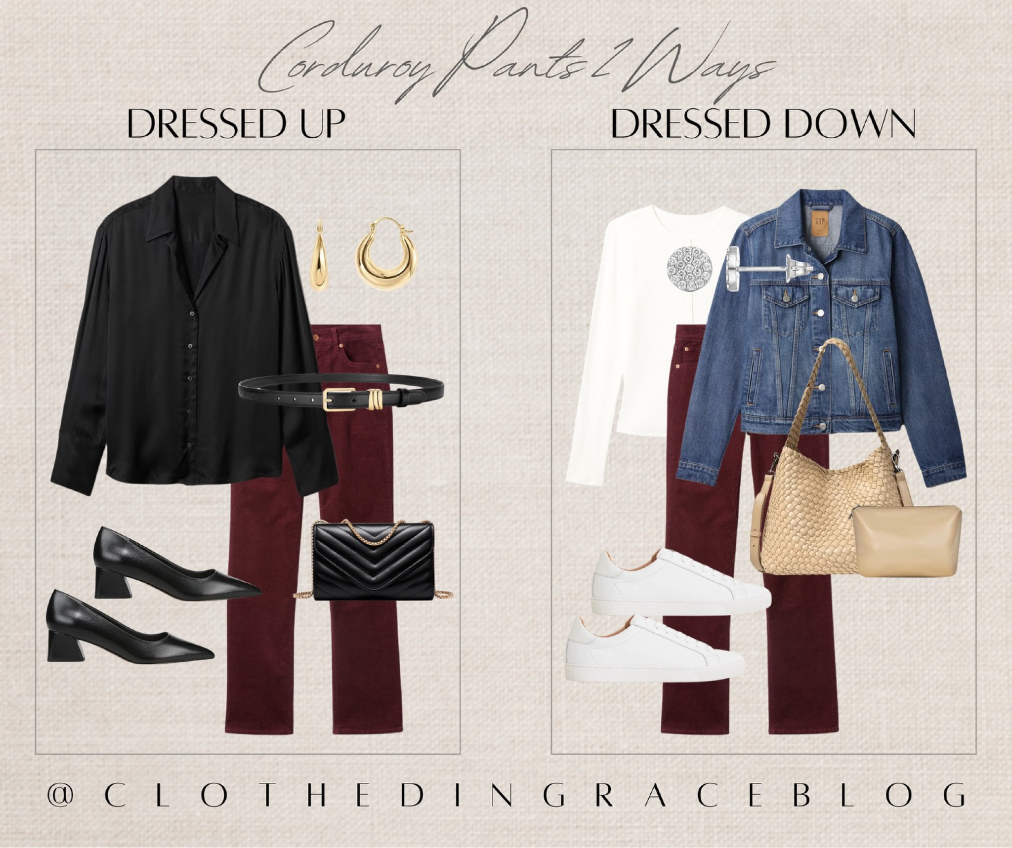 Burgundy pants two ways 


#LTKStyleTip #LTKFindsUnder50 #LTKFindsUnder100