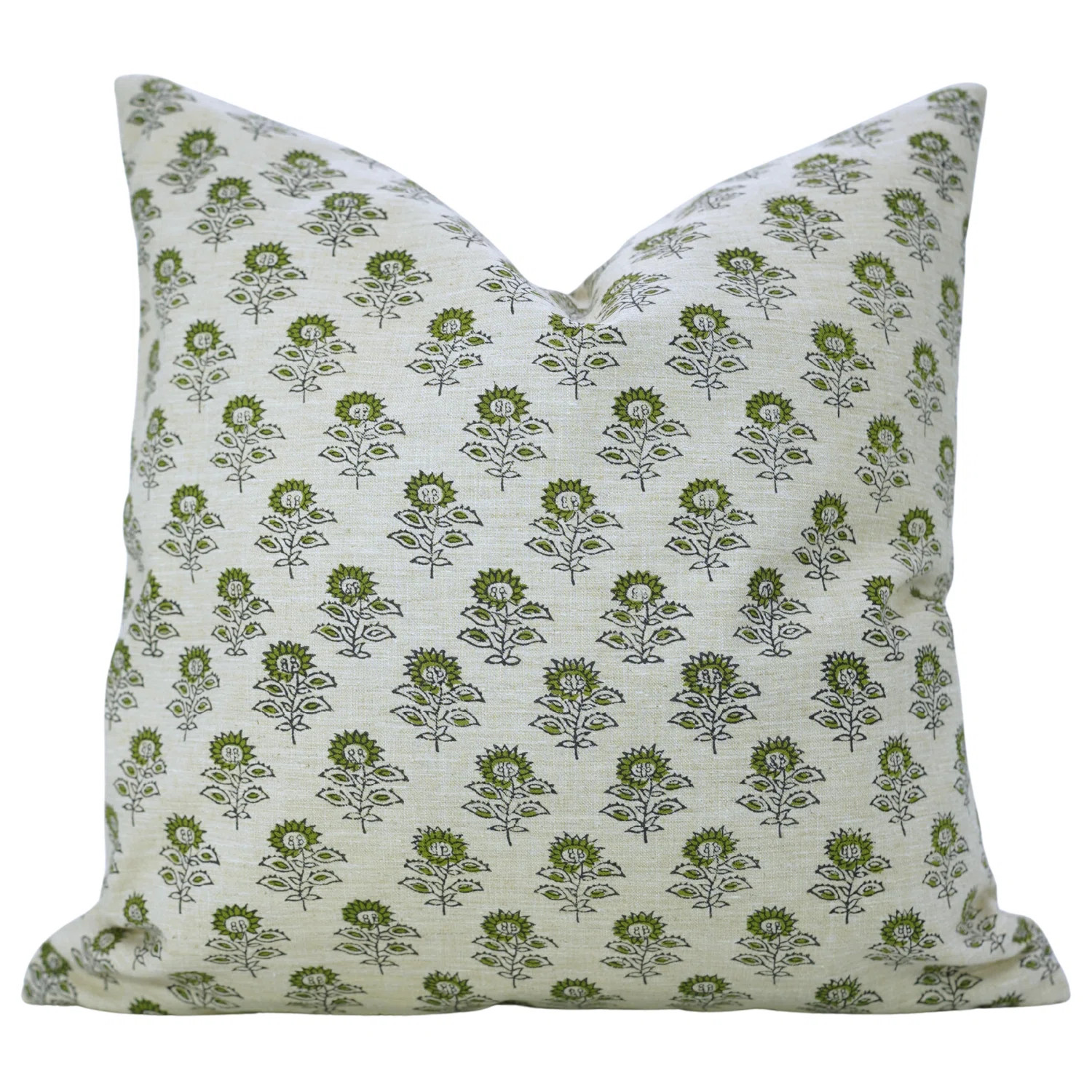 Fabdivine Handcrafted Throw Pillow Cover Block Printed Linen Blend, Bagru Buti, Green | Wayfair | Wayfair North America