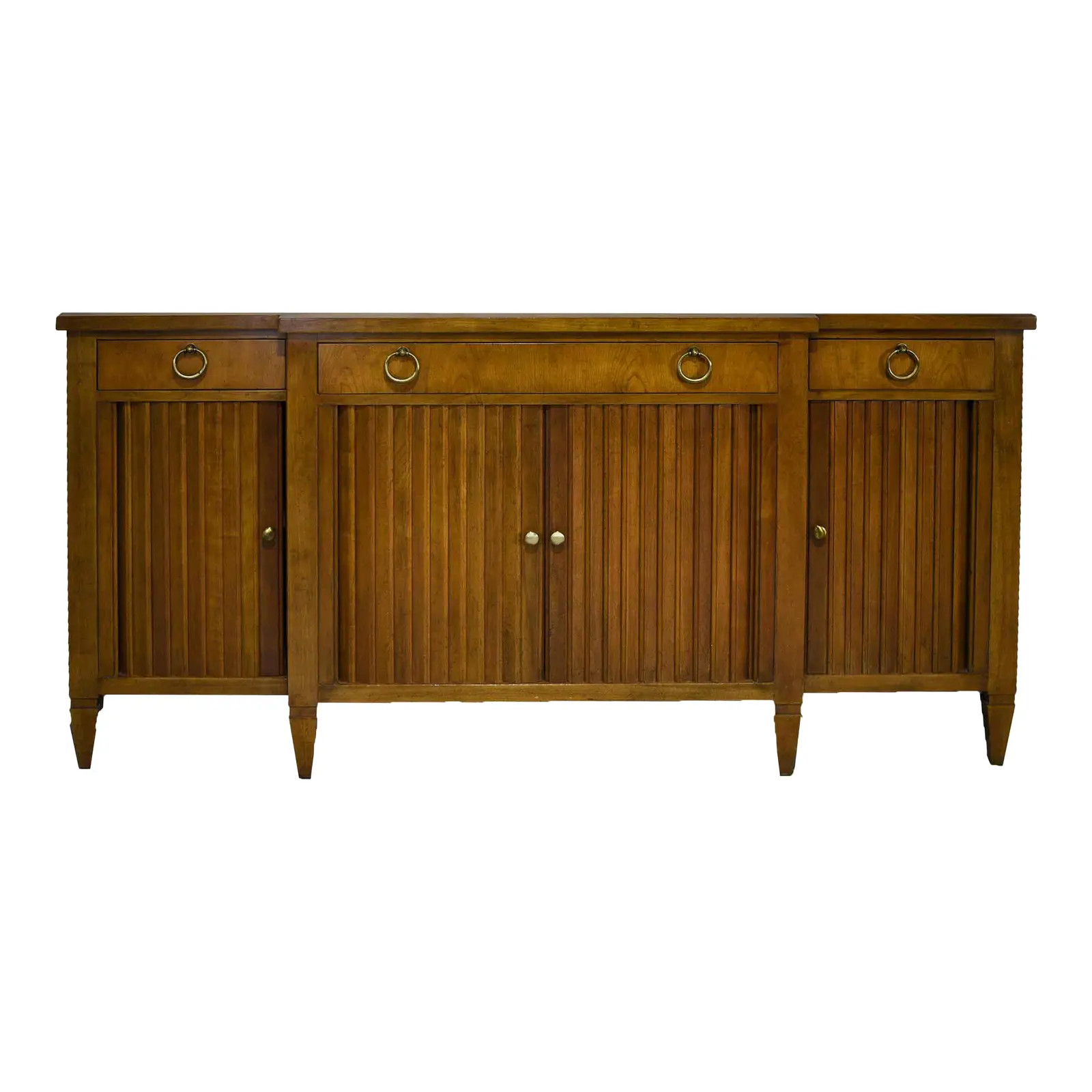 Mid-Century Regency Style Tambour Door Sideboard by Baker Furniture | Chairish