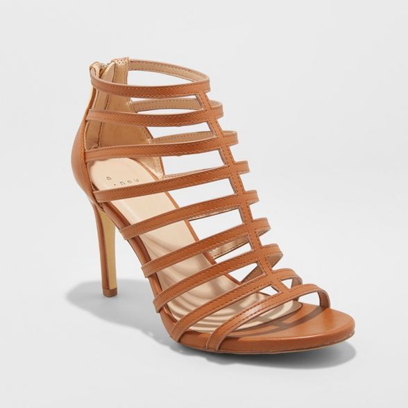 Women's Charlene Caged Heel Pumps - A New Day™ Cognac 5.5 | Target