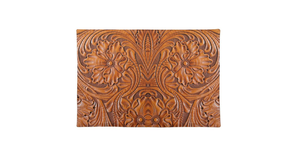 Cowboy Rustic western country tooled leather print Cloth Placemat | Zazzle | Zazzle