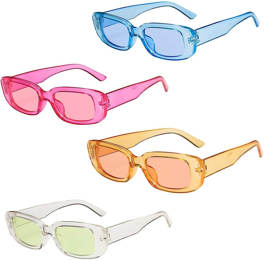 Rectangle Sunglasses for Women Retro 90s Sunglasses Small Narrow Square Frame UV400 Protection | Amazon (US)