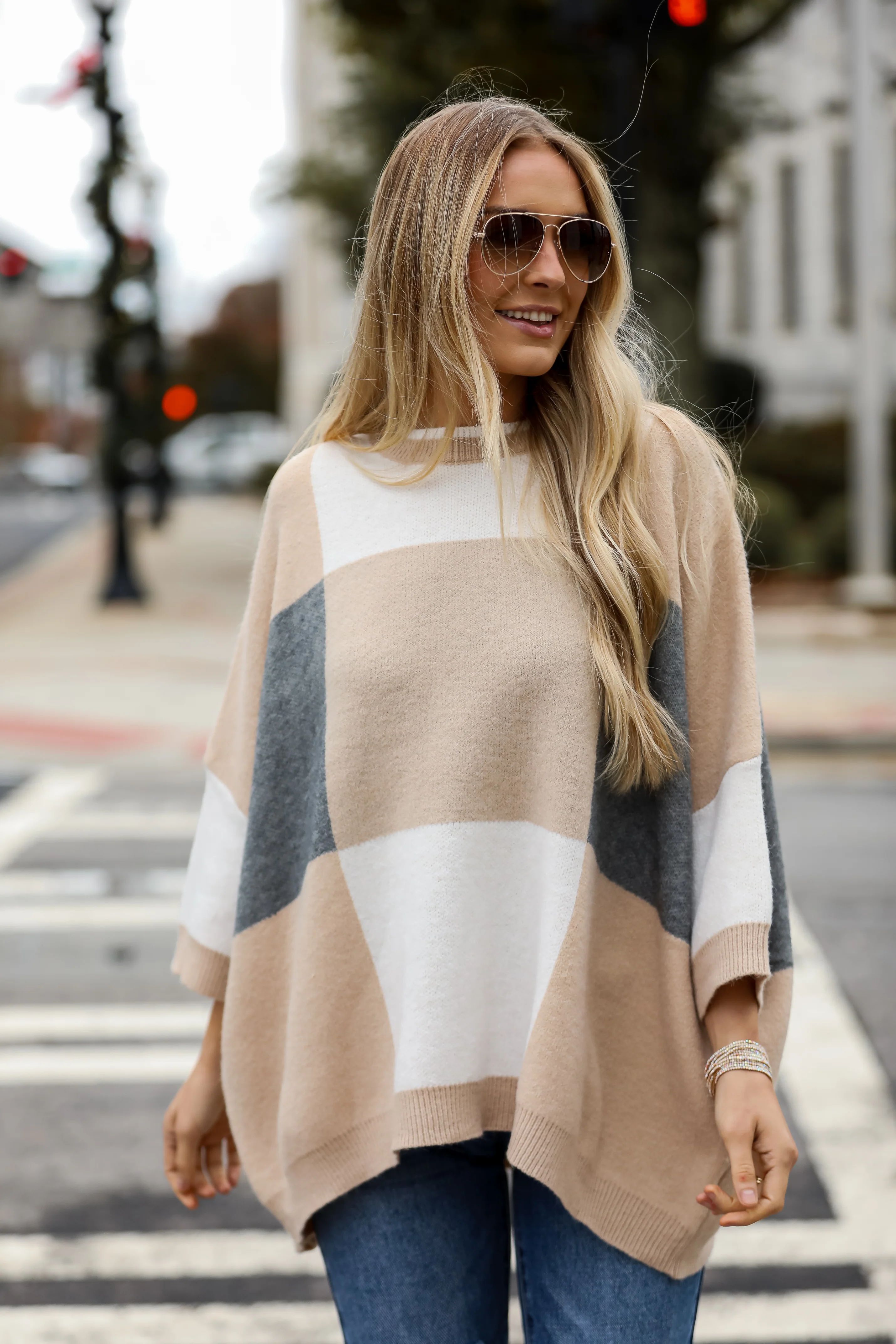Love All Of You Ivory Color Block Oversized Sweater | Dress Up