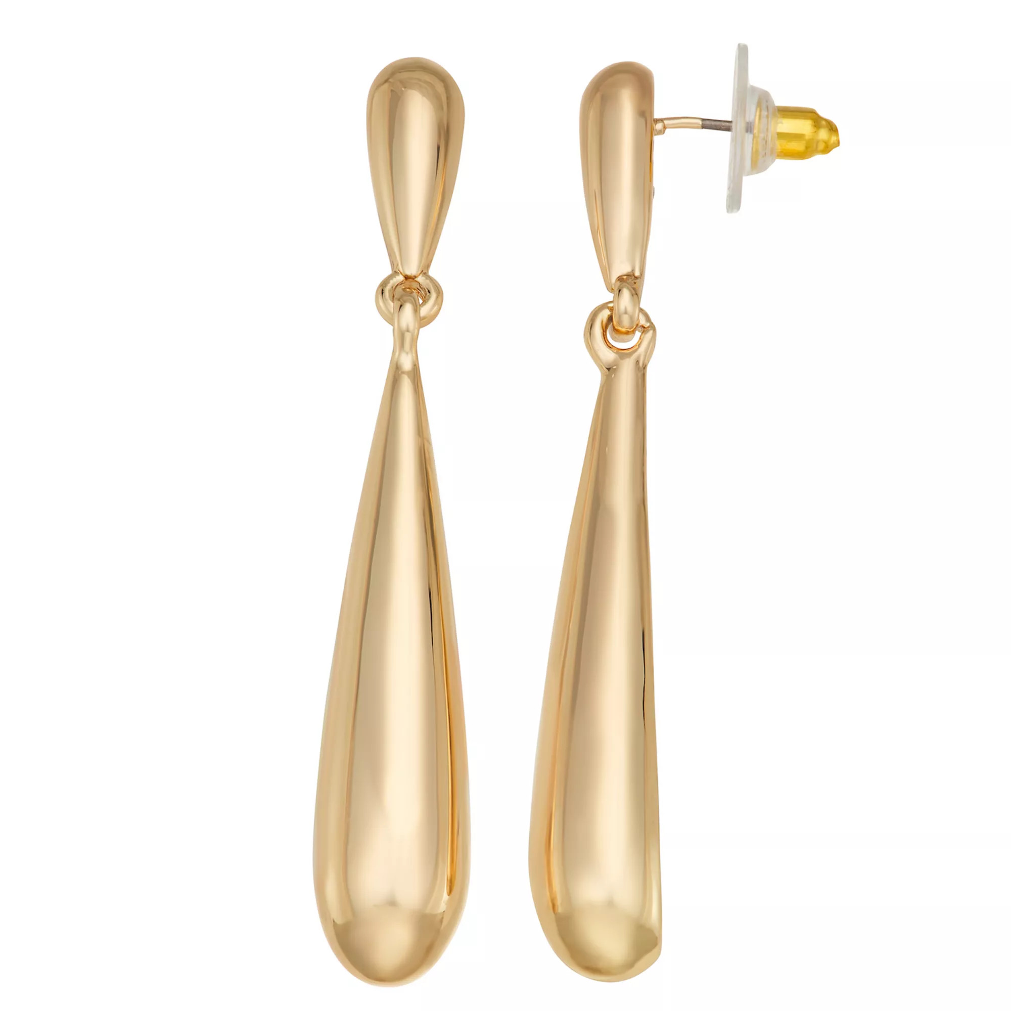 Nine West Gold Tone Teardrop Double Drop Post Earrings | Kohl's