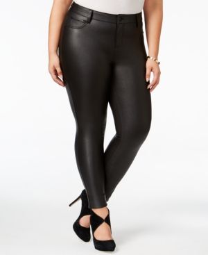 Celebrity Pink Trendy Plus Size Coated Ponte Knit Skinny Jeans | Macys (US)