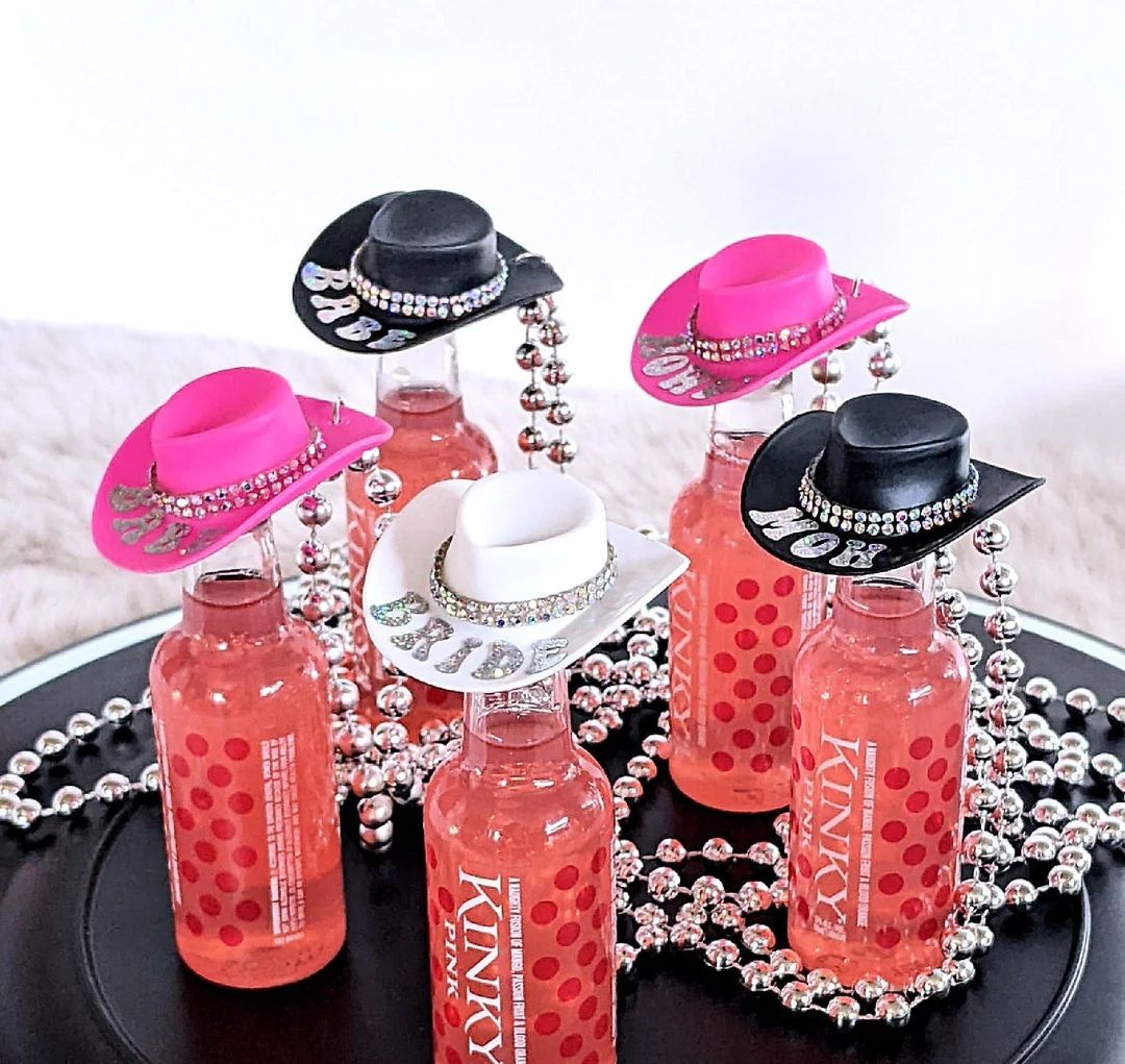 Mini Cowboy Hat Shooter Topper, Bachelorette Party Cowboy Hat, Pink Cowboy Hat Necklace Favors, W... | Etsy (US)