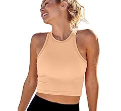 AngiMelo Womens Sports Bra Workout Crop Top Padded Yoga Gym Tank Sleeveless Running Shirts Racerb... | Amazon (US)