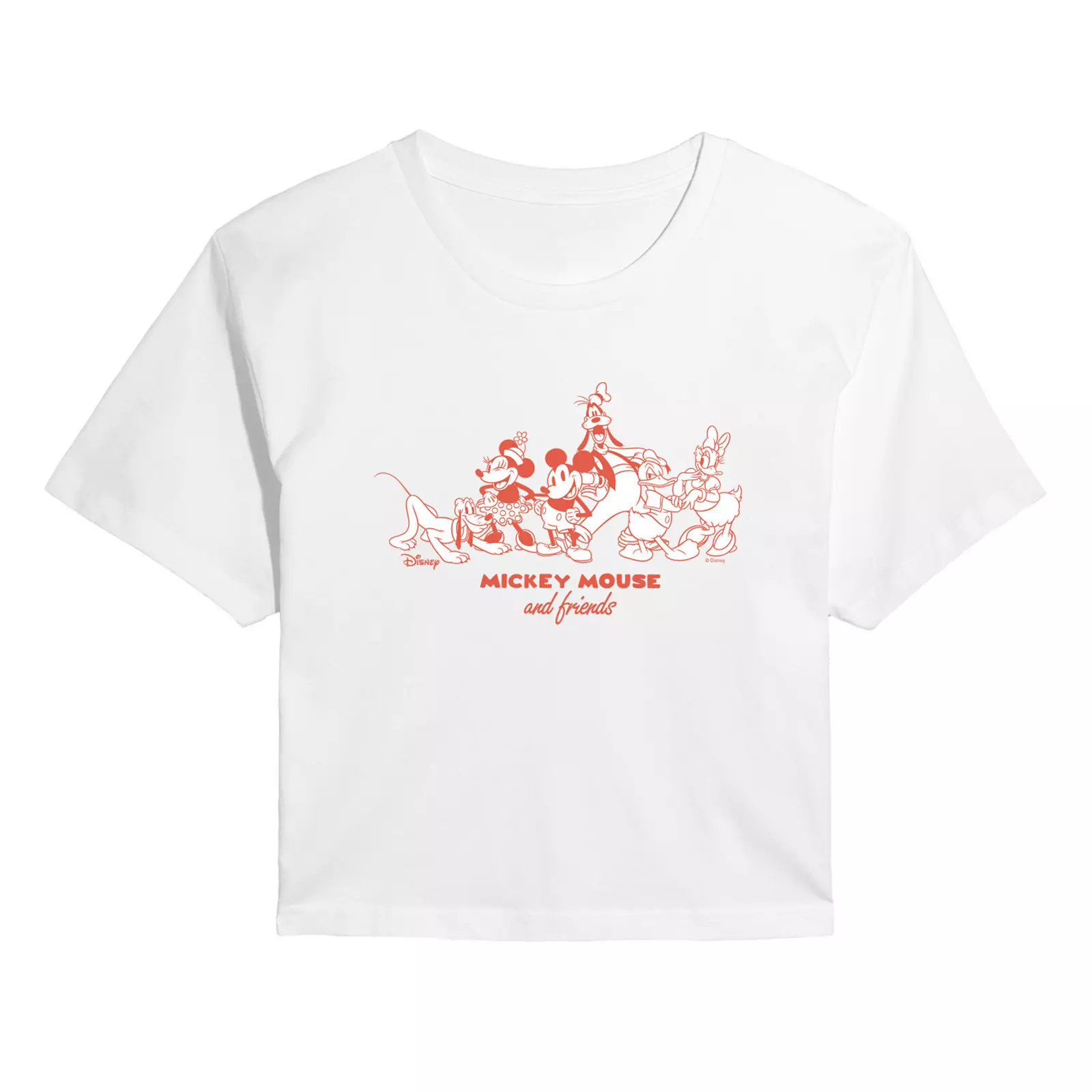 Juniors' Disney's Mickey Mouse & Friends Cropped Tee, Women's, Size: Small, White | Kohl's