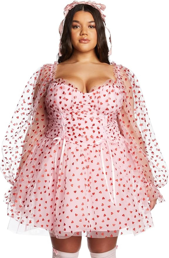 Dolls Kill Plus Heavenly Affair Babydoll Dress by Sugar Thrillz – Romantic Tulle Dress with Met... | Amazon (US)