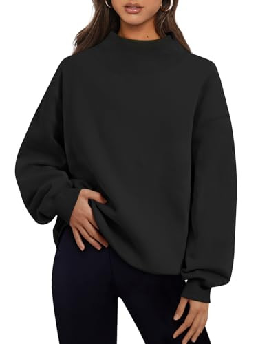 Trendy Queen Womens Oversized Sweatshirts Turtleneck Pullover Long Sleeve Hoodies Tops Fall Fashion Outfits 2026 Clothes Black S | Amazon (US)