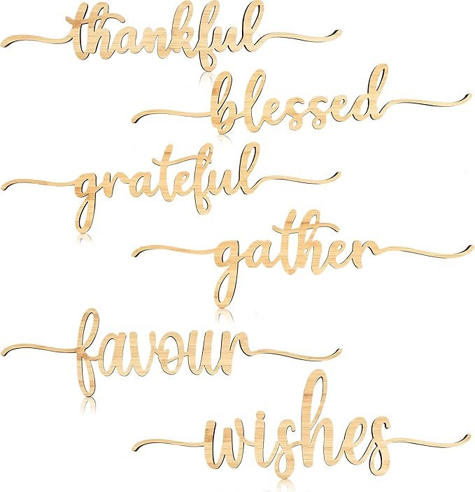 Amazon.com: 12 Piece Thanksgiving Wood Cutout Thankful Sign Grateful Blessed table Sign Rustic Pl... | Amazon (US)