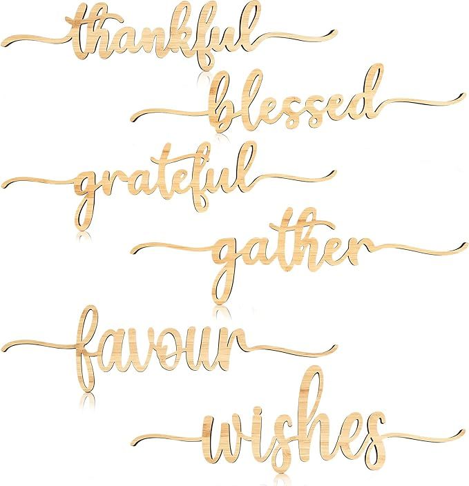 Amazon.com: 12 Piece Thanksgiving Wood Cutout Thankful Sign Grateful Blessed table Sign Rustic Pl... | Amazon (US)