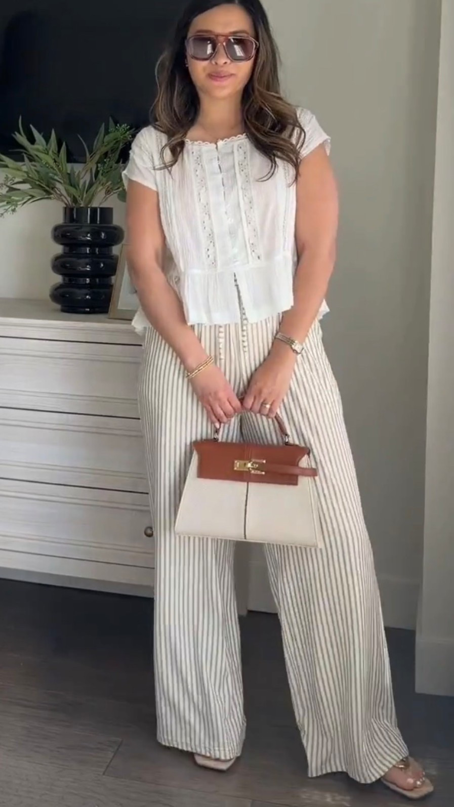 Updated millennium mom outfit // jeans // white tee // sandals // white blouse // striped pants // summer outfit// tcs

#LTKmomlife #LTKSeasonal #LTKootd