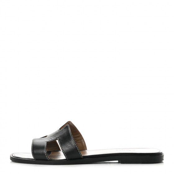 HERMES

Box Calfskin Oran Sandals 37.5 Black | Fashionphile