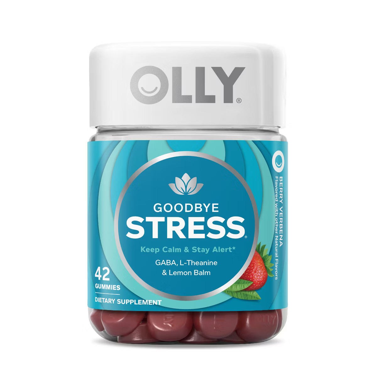 OLLY Goodbye Stress Gummies with GABA, L-Theanine & Lemon Balm - Berry Verbena | Target