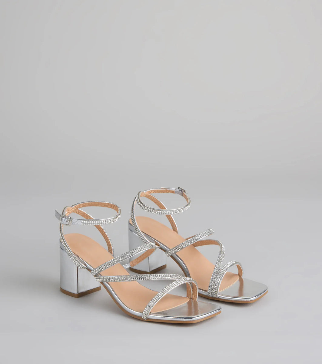 Made You Sparkle Rhinestone Block Heels | Windsor Stores