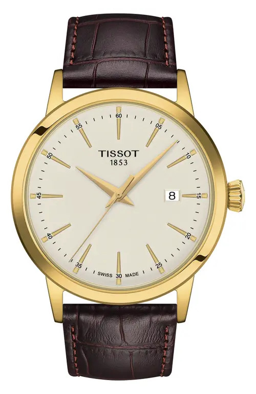Tissot Classic Dream Leather Strap Watch, 42mm in Brown at Nordstrom, Size 42 Mm | Nordstrom