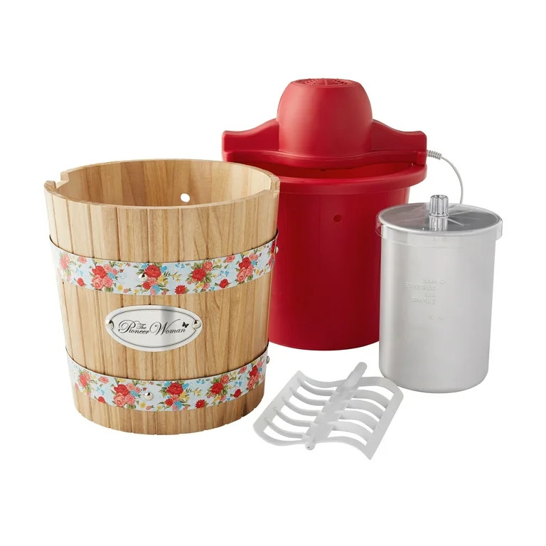 The Pioneer Woman 4 Quart Ice Cream Maker, Sweet Rose - Walmart.com | Walmart (US)
