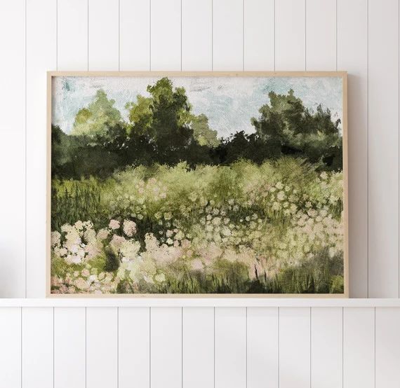 Summer Landscape Print, Spring Meadow Printable Art, Vintage Style Flower Field Oil Painting, Far... | Etsy (US)