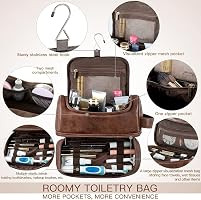 Elviros Toiletry Bag for Mens PU Leather Travel Organizer Kit with Hanging hook, Large Water-resi... | Amazon (US)