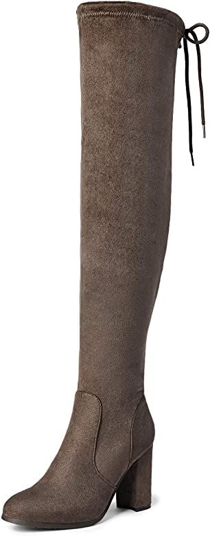 DREAM PAIRS Women's Thigh High Fashion Boots Over The Knee Block Heel Boots | Amazon (US)
