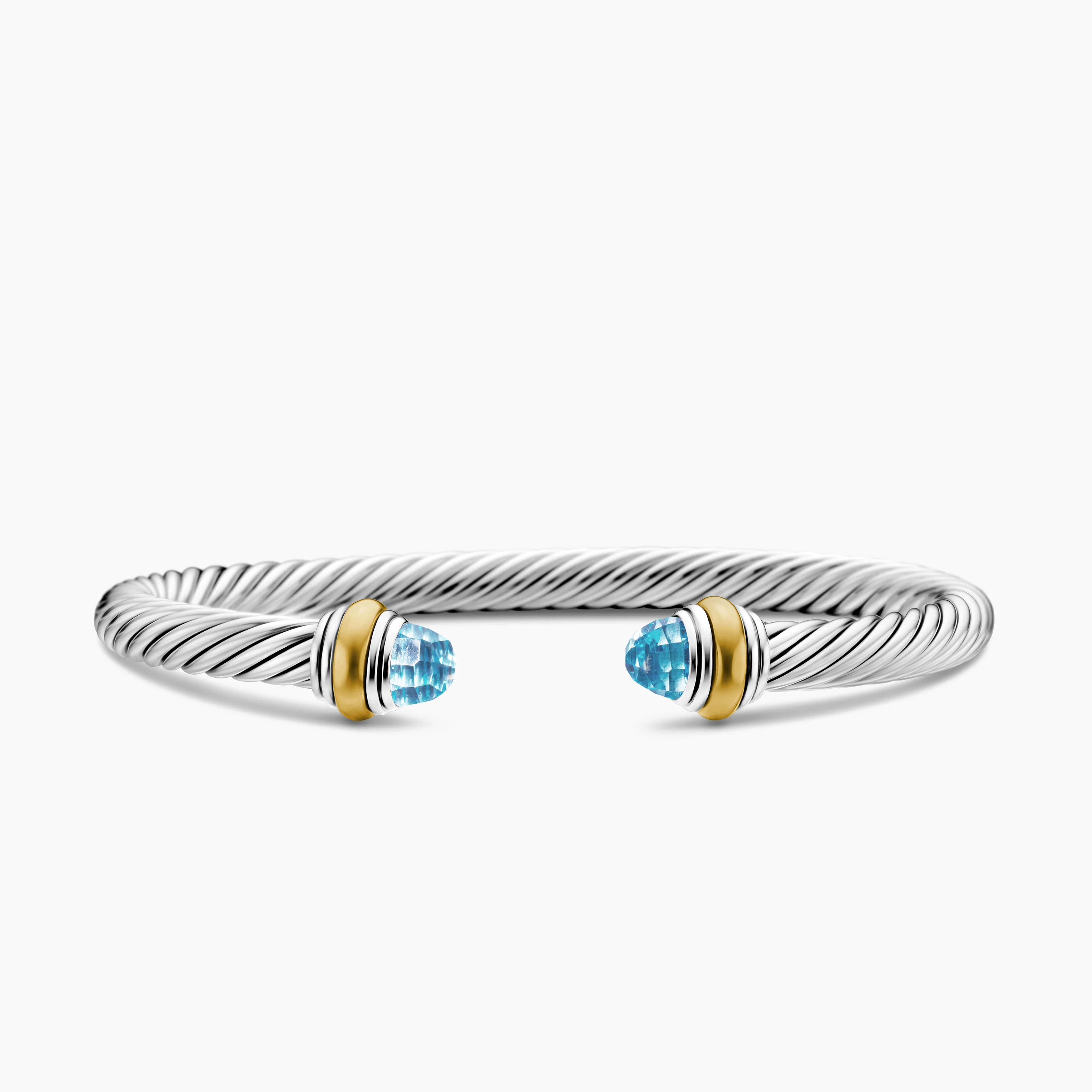 Sterling Silver with 14K Yellow Gold and Blue Topaz, 5mm | David Yurman