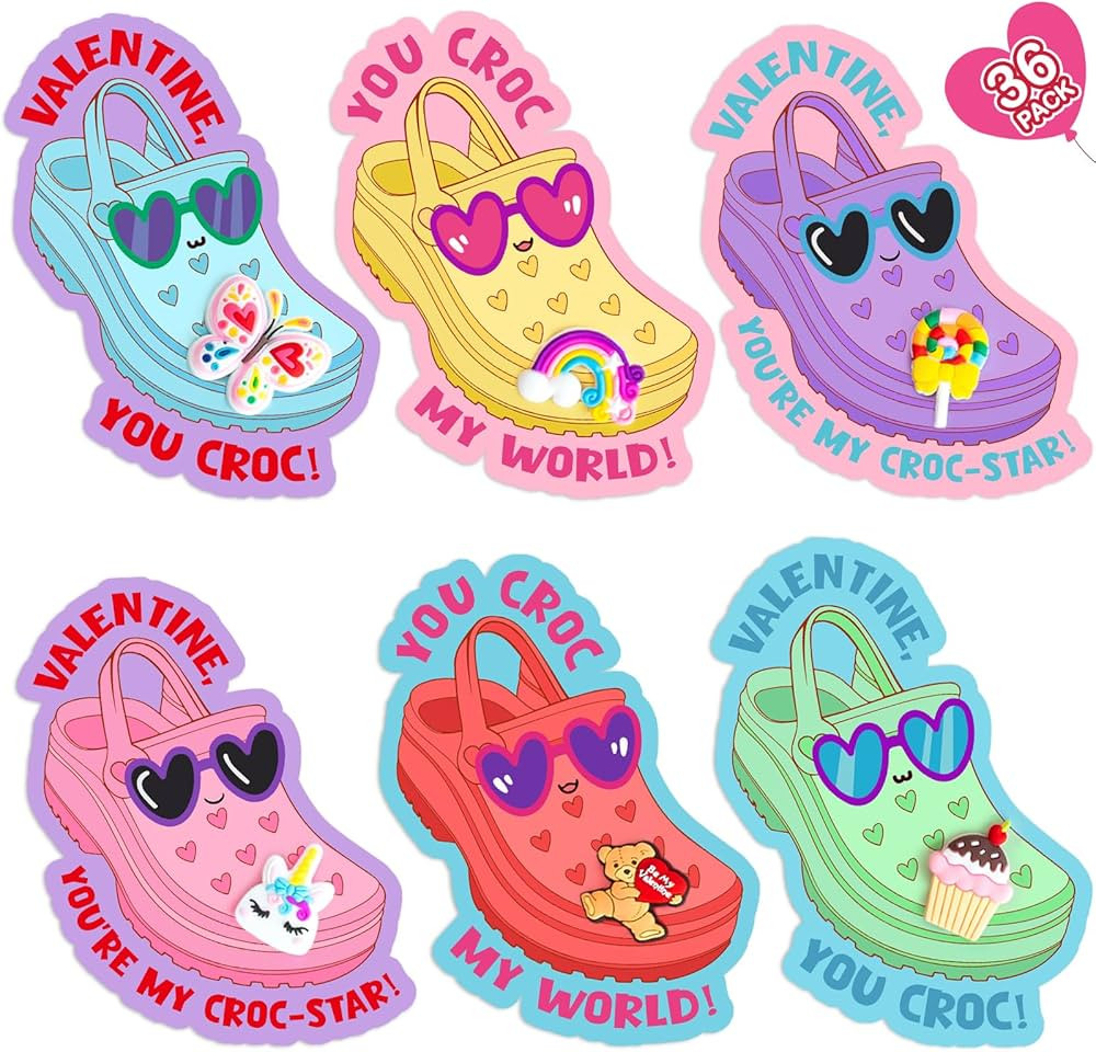 Valentines Day Cards for Kids School - Valentines Gifts for Kids - 36 Valentine Cards with Shoe C... | Amazon (US)