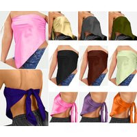 Silk Square Scarf Top Satin Head Wrap Tie Up Crop Top Bandana Scarves For Women Summer | Etsy (US)