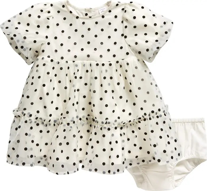 Polka Dot Puff Sleeve Tiered Party Dress & Bloomers Set | Nordstrom