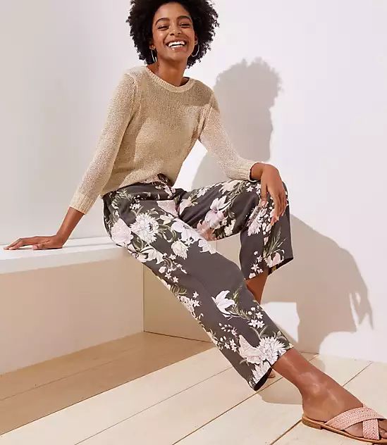 Floral Fluid Wide Leg Pants | LOFT