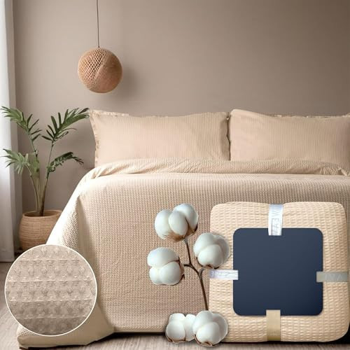 Waffle Duvet Cover King - 100% Cotton Waffle Knit Duvet Cover King - Soft and Breathable Duvet Cover Set for All Seasons - Luxurious 3D Waffle Weave Bedding - 3 PCs Set - (King, 104"x90") - Beige | Amazon (US)