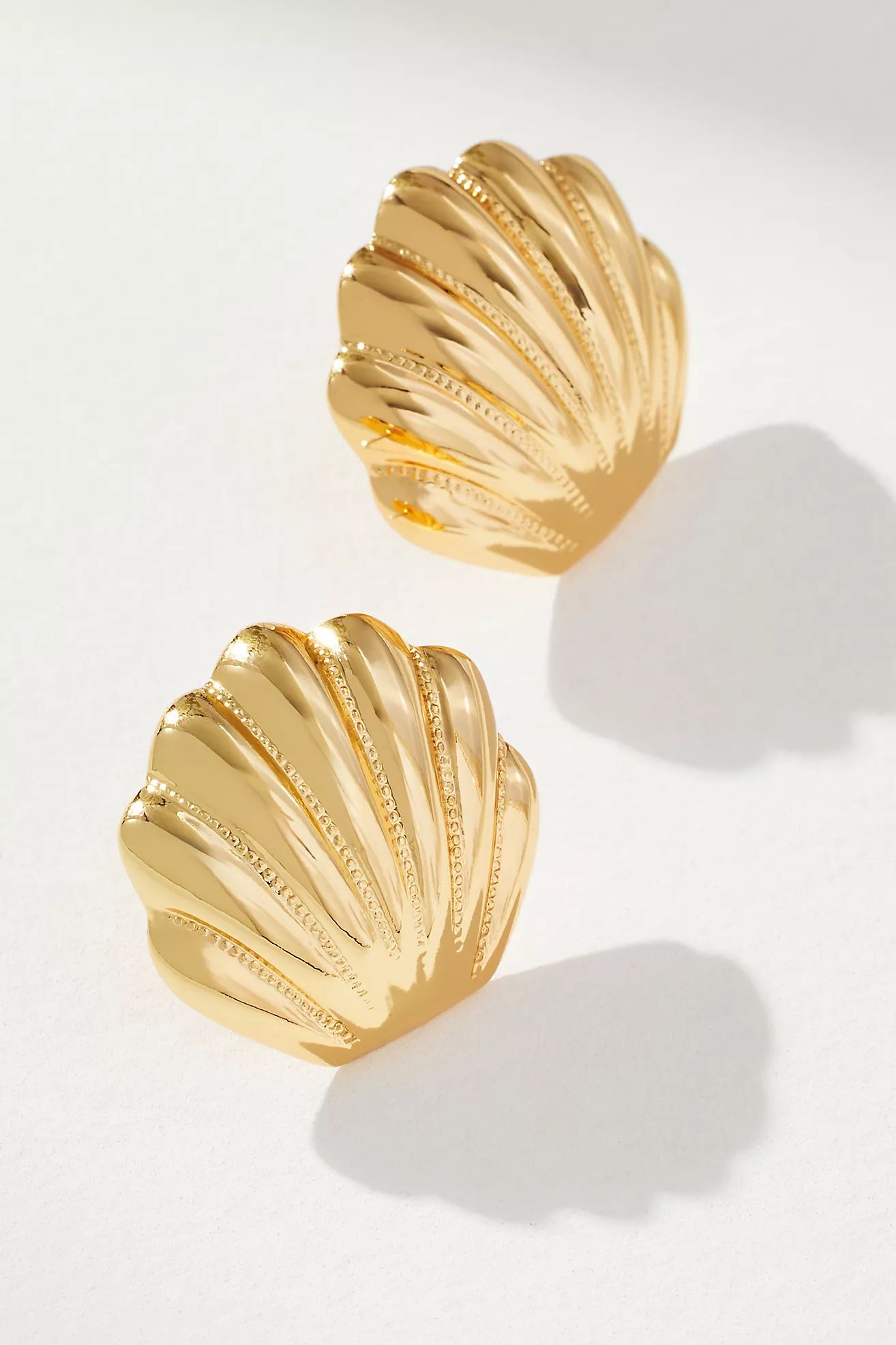 Ribbed Shell Post Earrings | Anthropologie (US)