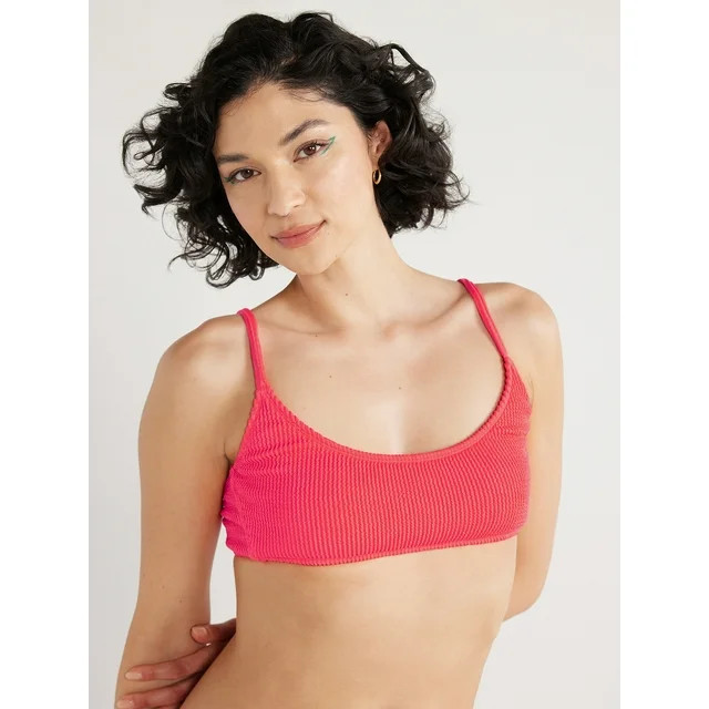 No Boundaries Juniors’ Crinkle Bralette Bikini Top, Sizes S-XXL | Walmart (US)
