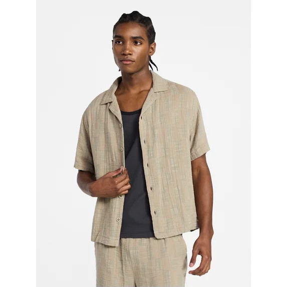 No Boundaries Check Gauze Shirt with Short Sleeves, Men's XS-5XL | Walmart (US)