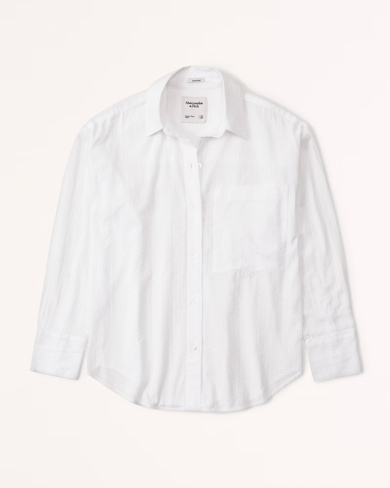 Oversized Linear Textured Shirt | Abercrombie & Fitch (UK)