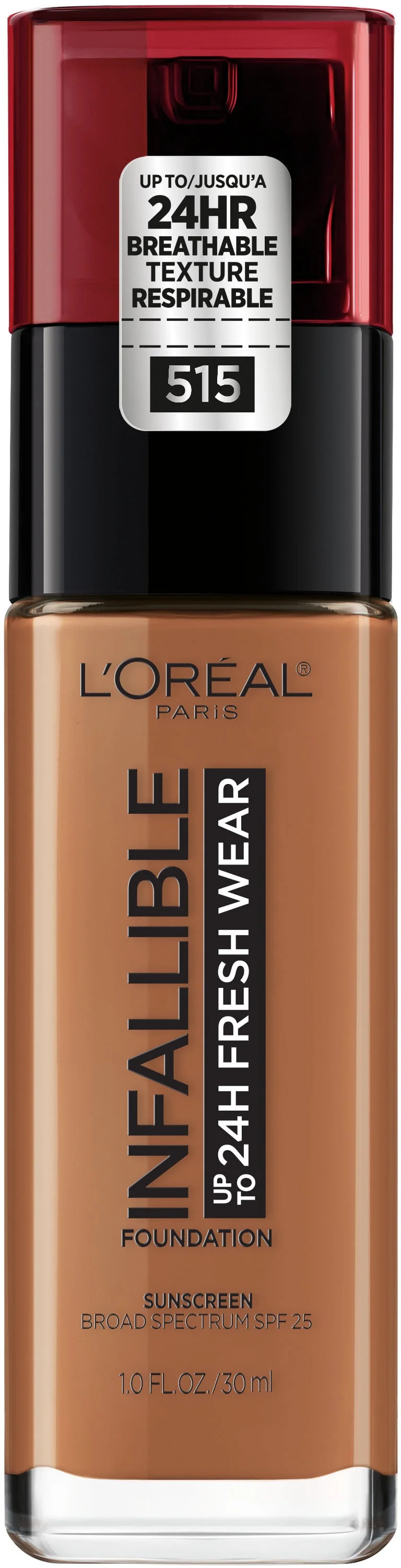L'Oreal Paris Infallible Up to 24HR Fresh Wear Liquid Foundation Makeup, 515 Copper, 1 fl oz | Walmart (US)