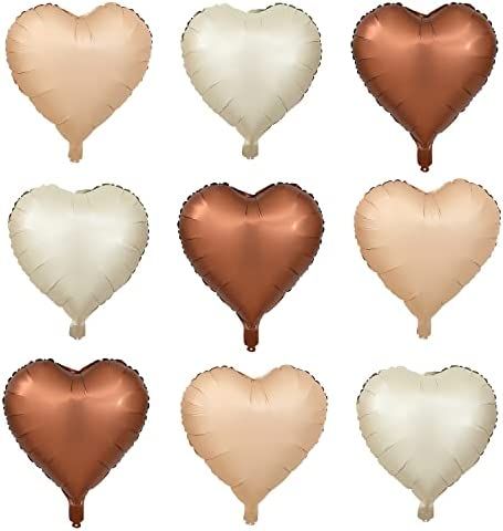 24 pcs Boho Heart Balloons 18" Foil Love Balloons Blush Nude Dusty Brown White Sand Balloons for ... | Amazon (US)