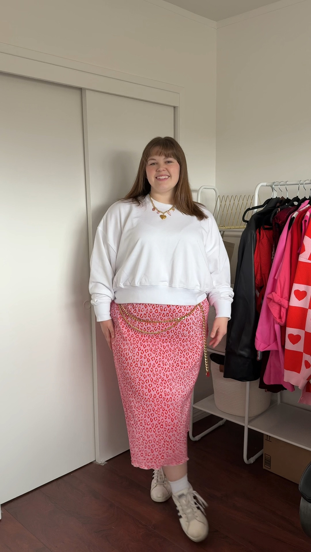 Fun plus size Valentine’s Day outfit with a pink plisse skirt I love! 💕 

#LTKStyleTip #LTKSeasonal #LTKPlusSize