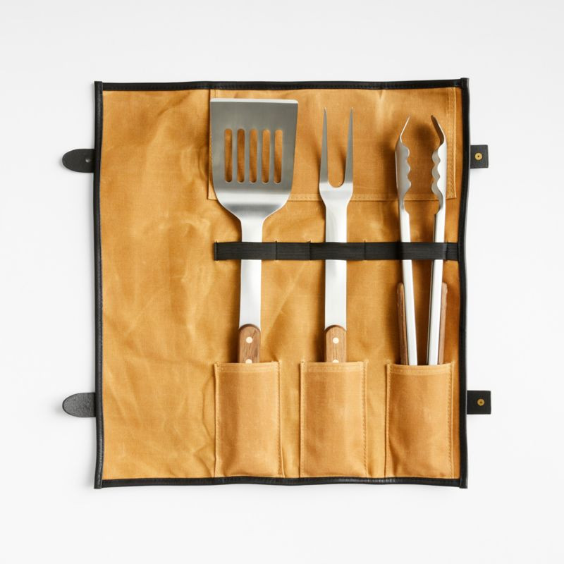 Shinola Mackinac 4-Piece Barbecue Tool Set + Reviews | Crate & Barrel | Crate & Barrel
