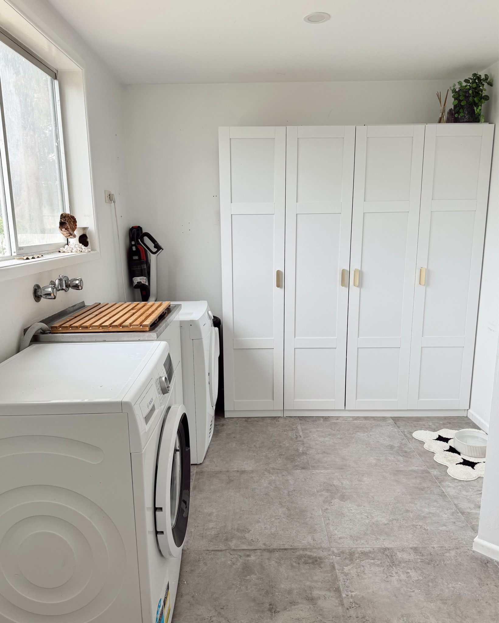 The glow upppp from just new cupboards!! I got the 3 door cupboard + 1 door cupboard to fit the space (left out the shelves in the single door cupboard to use for brooms etc). Ended up adding gold handles from Kmart!! Love how it turned out 👏🏼

#LTKhome #LTKaustralia