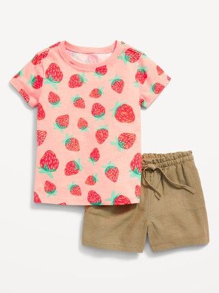 Printed Crew-Neck T-Shirt & Pull-On Shorts for Toddler Girls | Old Navy (US)