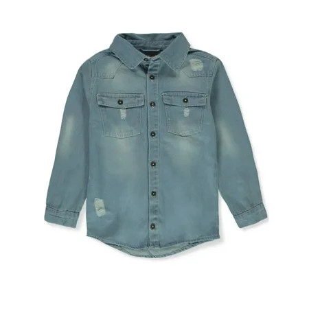Chillipop Girls Denim Button-Up Shirt - light wash 10 - 12 (Big Boys) | Walmart (US)
