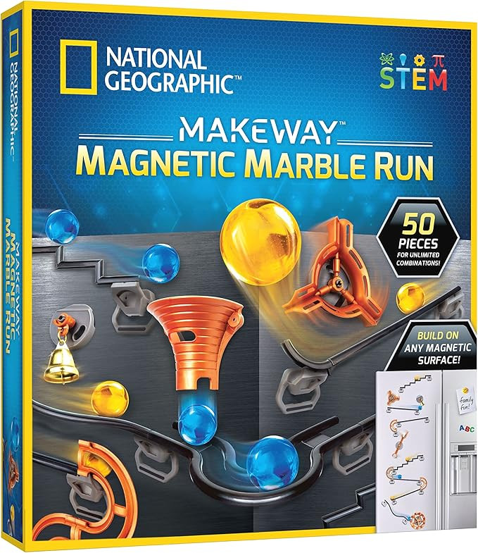 NATIONAL GEOGRAPHIC Magnetic Marble Run - 50-Piece STEM Building Set for Kids & Adults with Magne... | Amazon (US)