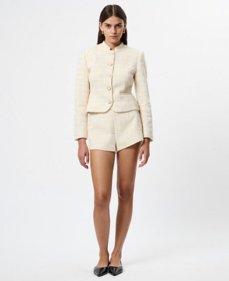 Women's Structured Curved Side Zipper Shorts | Macy's